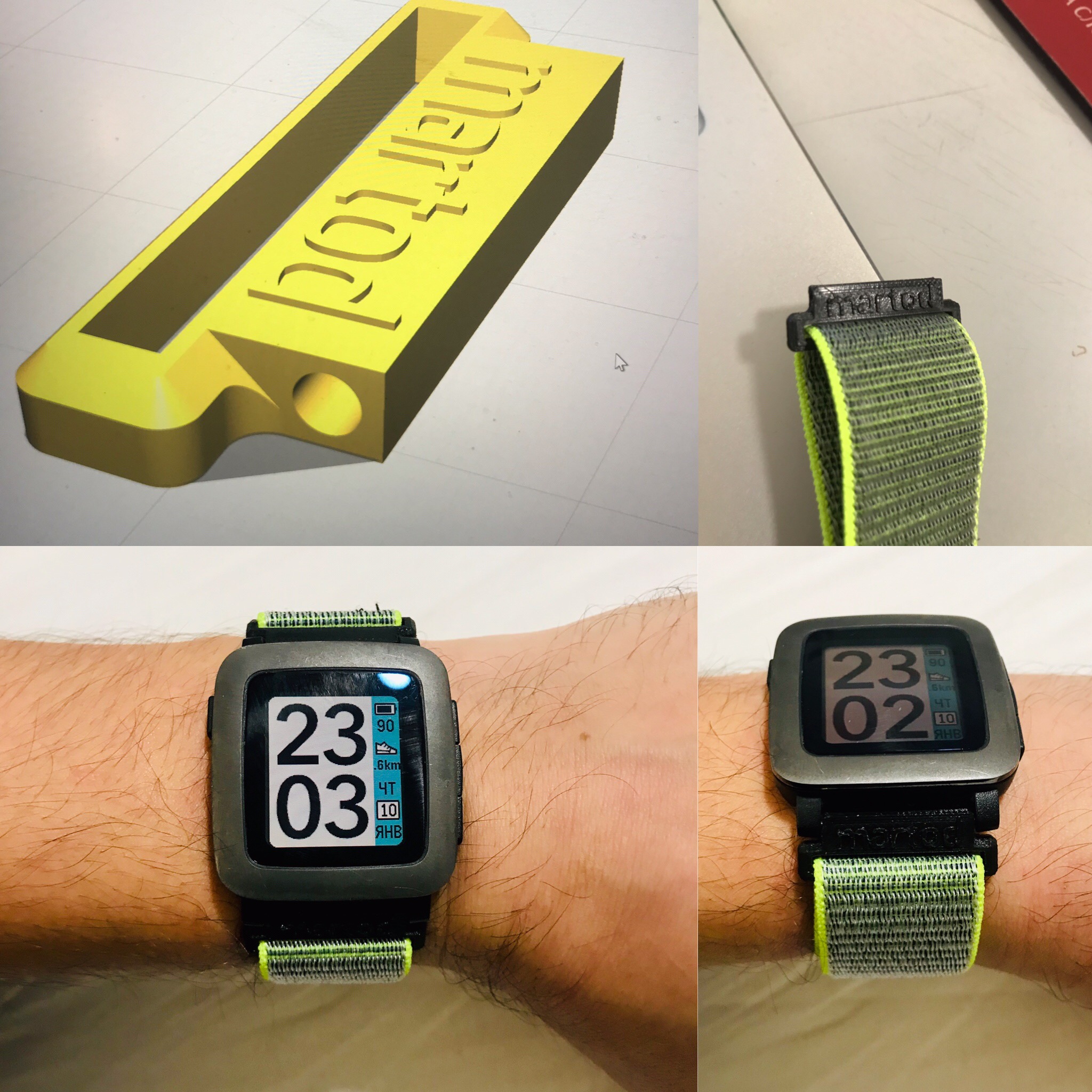 Pebble Time - strap watch adapter  (22mm and 20mm versions)