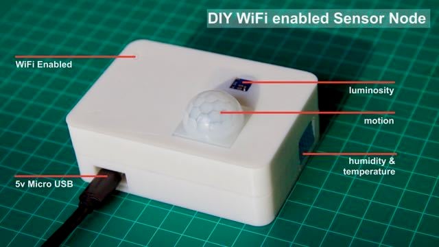 Sensor Node Enclosure for ESP8266 (DHT11, TSL2561, PIR)