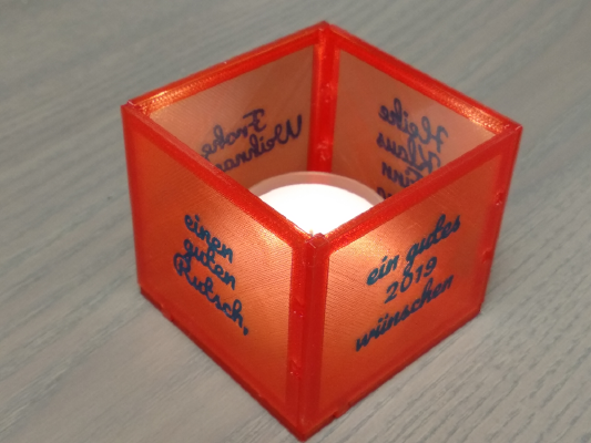 pluggable tea light candle, customizable text | 3d print model