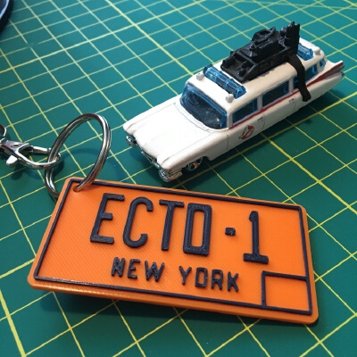 Ecto-1 License Plate Keychain | 3d print model