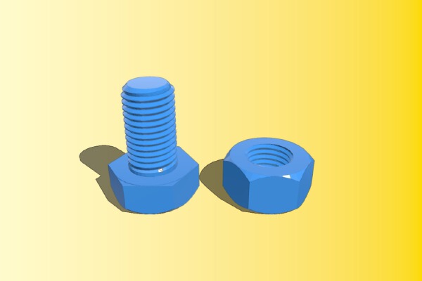 M8 nut and bolt | 3d print model