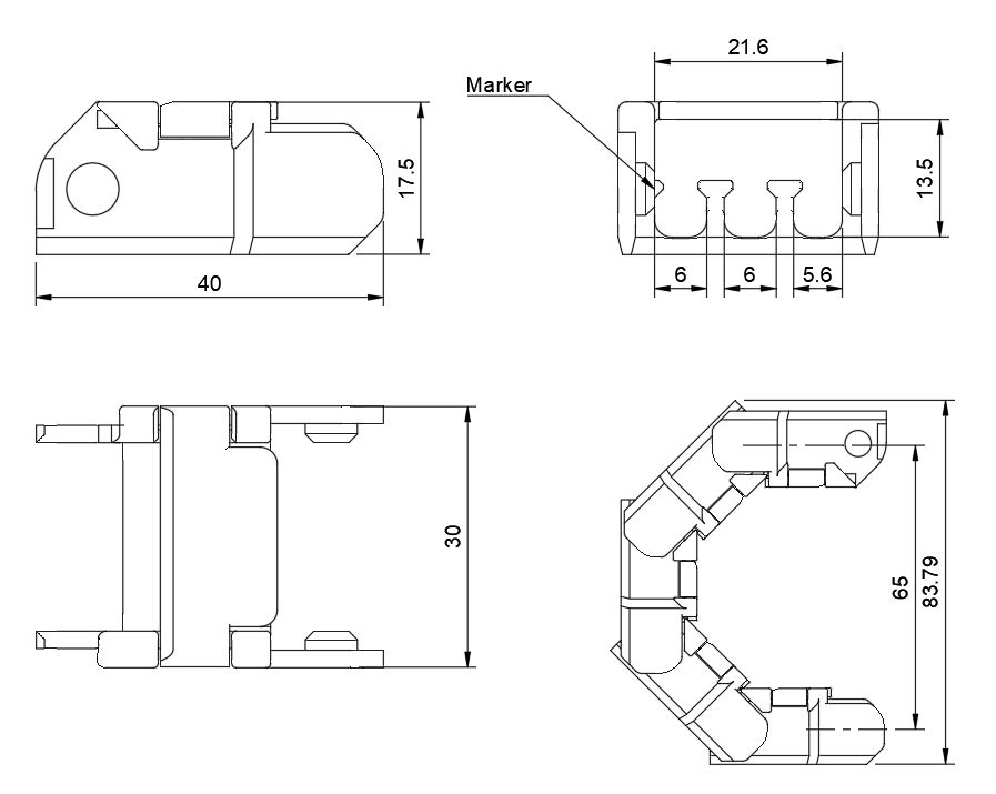 Cable Chain fameiy, Engergy Chain, 40mm, 30mm, 20mm easy to print, with flap, hinge, open chain, with _ without bar