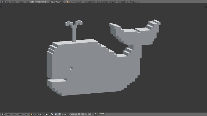 Pixelated Whale | 3d print model