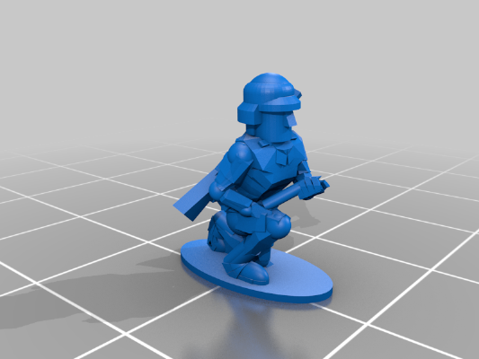 1-100 WW2 German DAK (Afrika Korps) Artillerymen kneeling | 3d print model