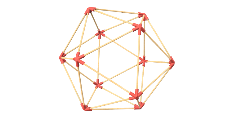 Geometry: Icosahedron corner connectors for wooden skewers | 3d print model