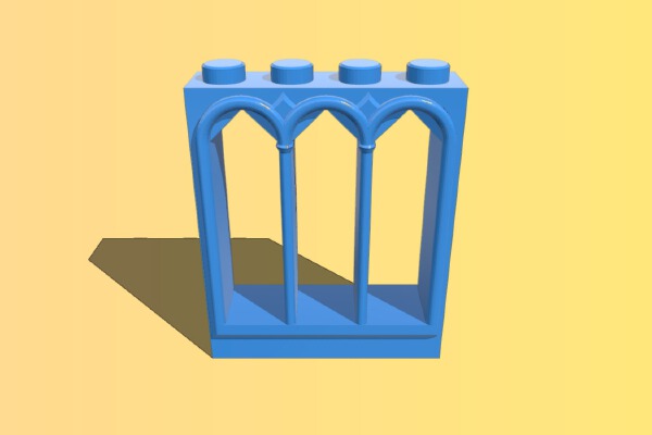 Castle Window tall tri-arch Lego compatible | 3d print model