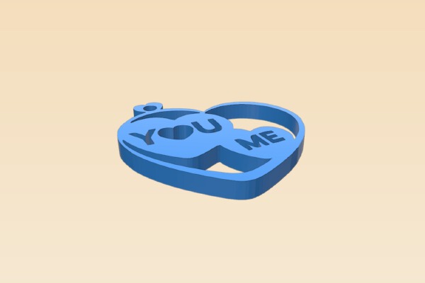 You & Me Love Heart Pendant Necklace Hanger | 3d print model