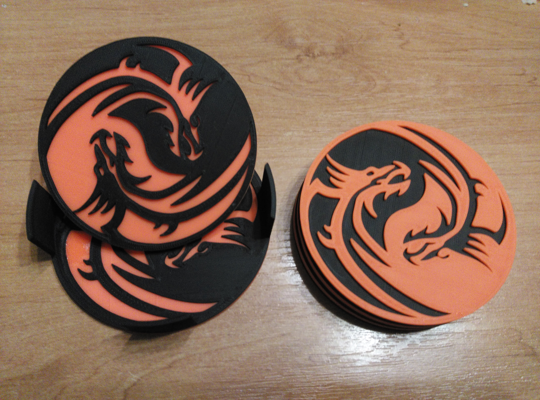 Dragon yinyan coasters and holder