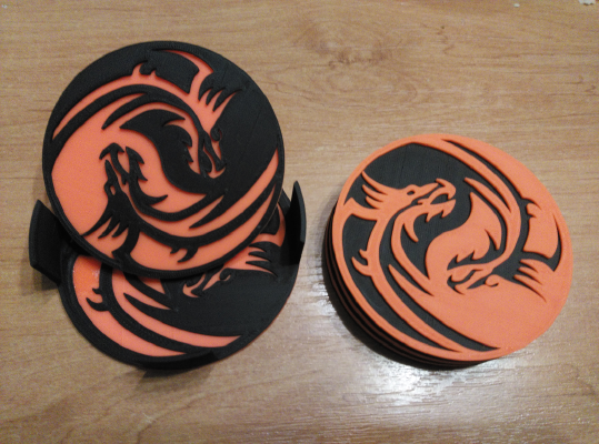 Dragon yinyan coasters and holder | 3d print model