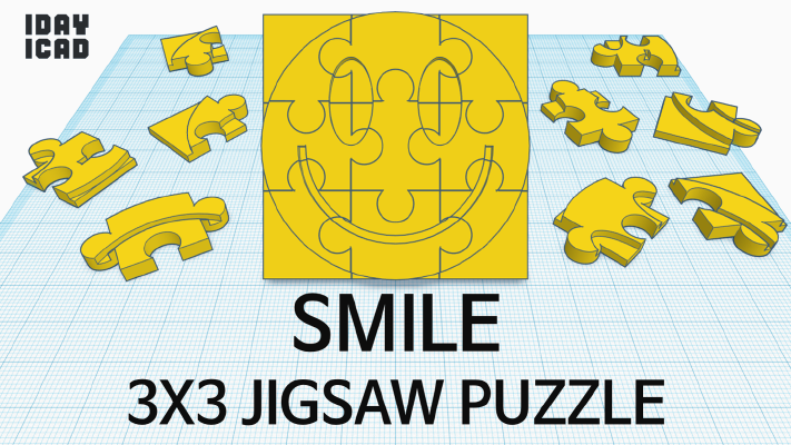 [1DAY_1CAD] 3X3 JIGSAW PUZZLE SMILE | 3d print model