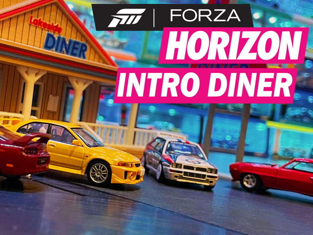 Forza Horizon Intro Diner Diorama (For Hot Wheels & 1_64 Scale Cars)
