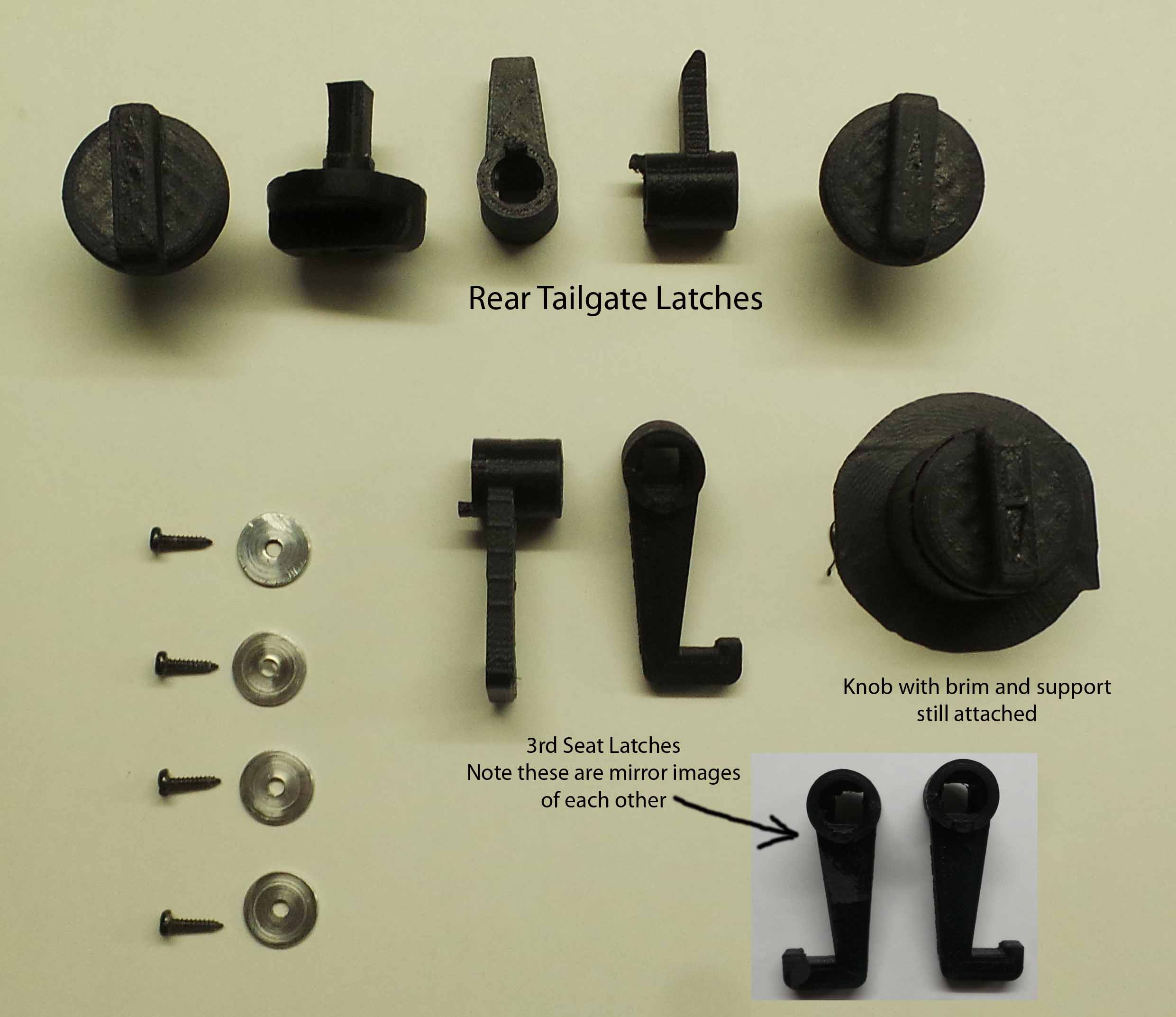 Mitsubishi Pajero replacement knob and latches for tailgate and 3rd seat mechanism covers
