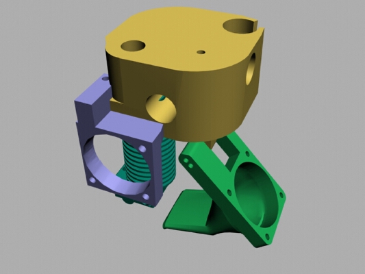 ULTICAMPY - Hot end support modded + my layer fan + fan support e3d | 3d print model
