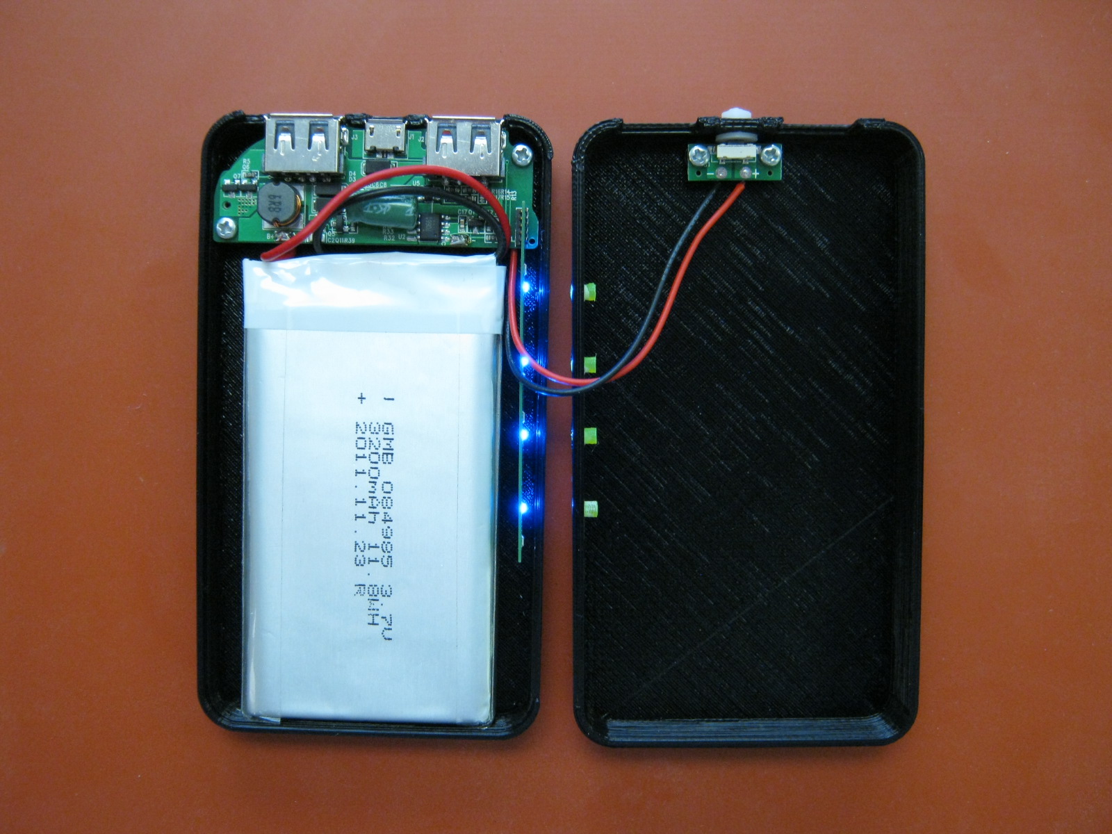 Power bank with USB output to charge cellphones etc.