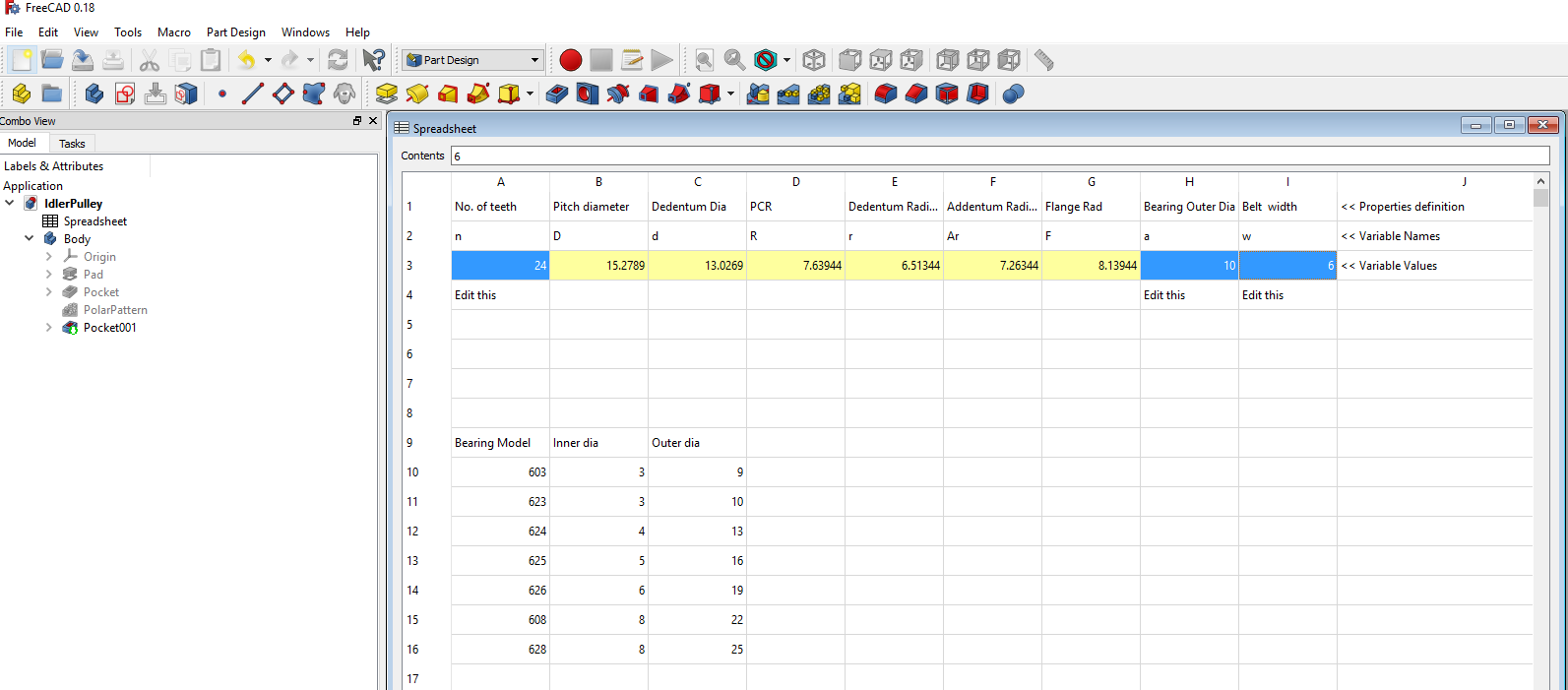 Idler Pulley GT2 toothed (Scalable FreeCAD model)