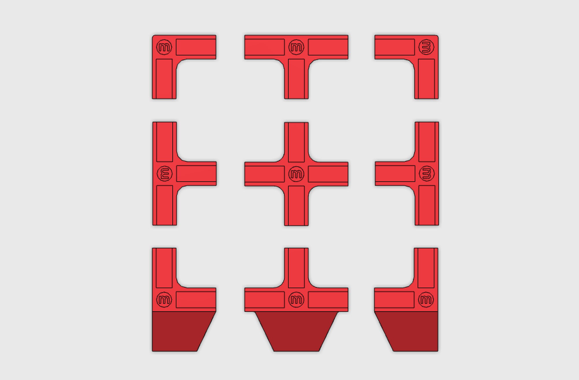 Set of moidules for 1_2 inch board. Option with screw holes!