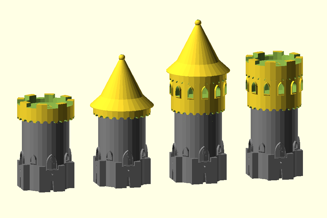 Parametric Tower Tops for Modular Castle Playset