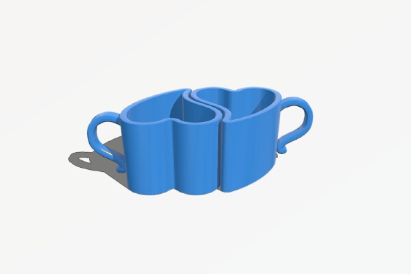 Coffee cup couple heart style | 3d print model
