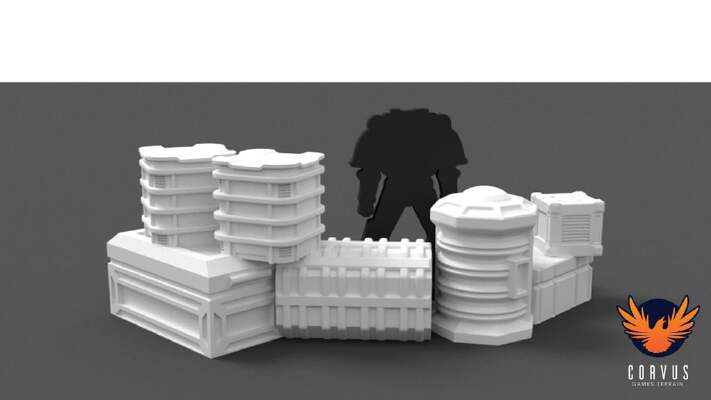 Cargo Crate Defensive Cover Barrier | 3d print model