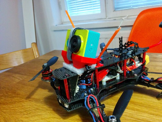 20 degree tilted mount for Xiaomi Yi _ GoPro camera for a 250 size quad | 3d print model