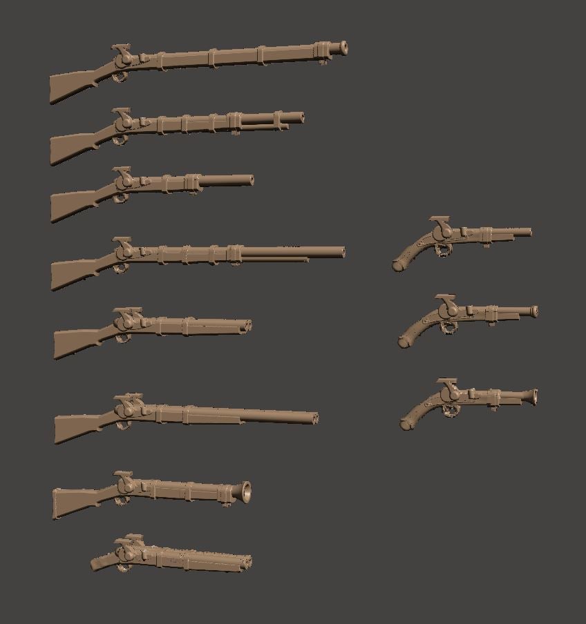 28mm Fantasy Arsenal of Muskets Percussion _ Flintlock Firearms and Guns