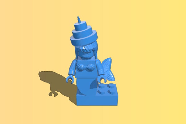 Lego Giant Mermaid Mini Figure w_ Birthday Hat | 3d print model