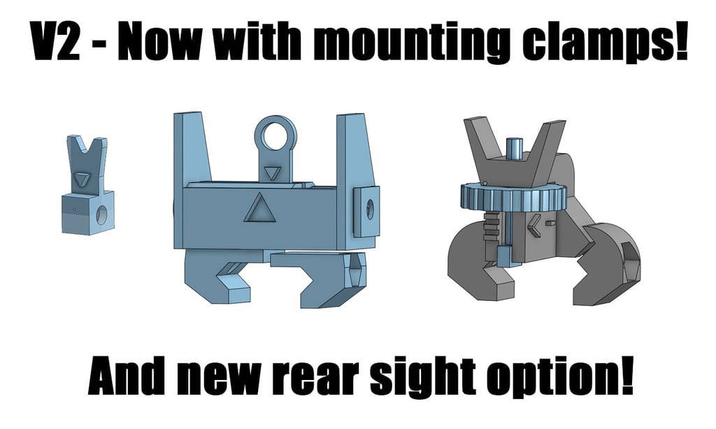 Fully adjustable rifle sights V2 - Now with real mounting!