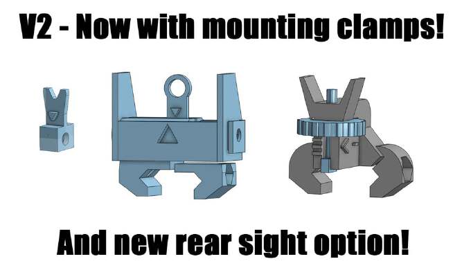 Fully adjustable rifle sights V2 - Now with real mounting! | 3d print model