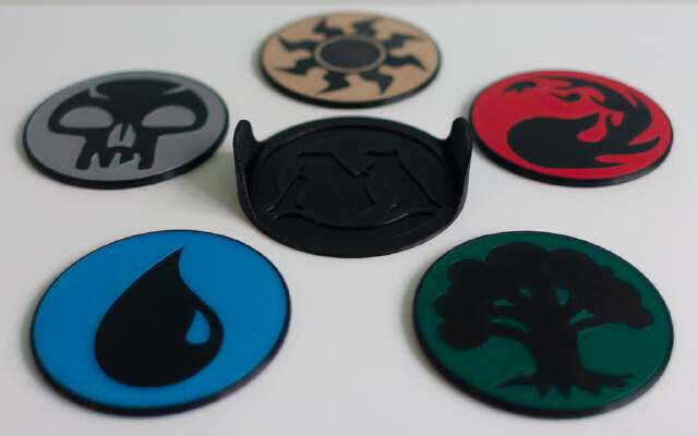 Multicolor Magic Coasters (With Holder) | 3d print model