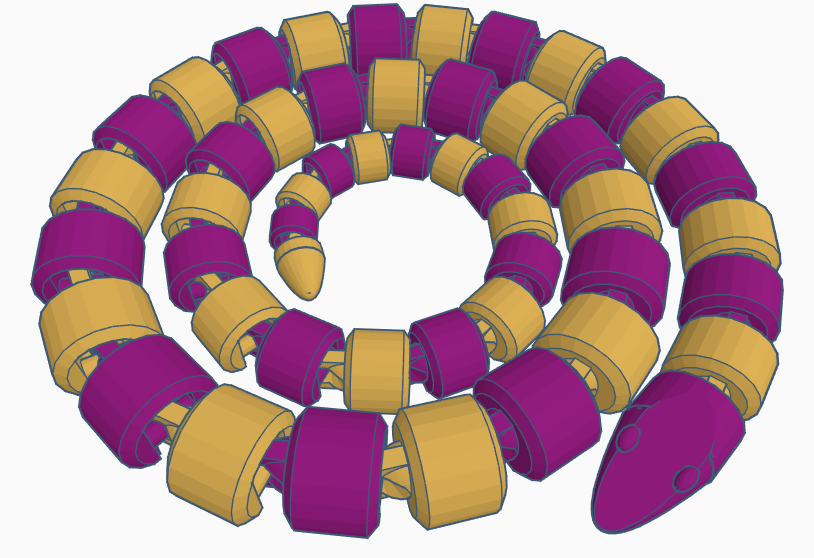 Big Articulated Snake (Dual-Extrusion)