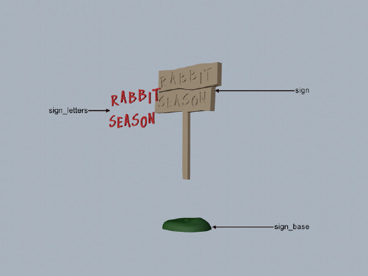 Sign for Bugs_Elmer Scene | 3d print model