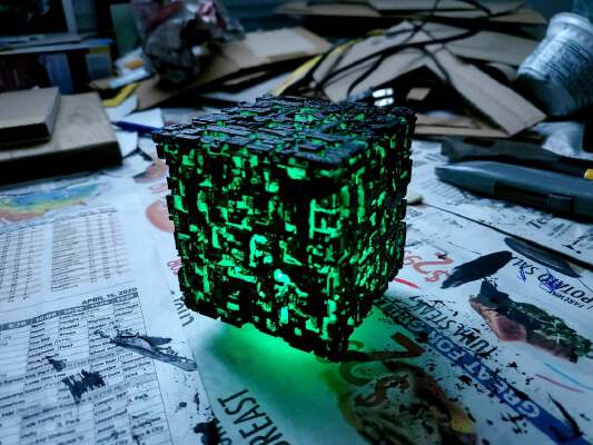 Borg Cube - Green LED Tea Light | 3d print model