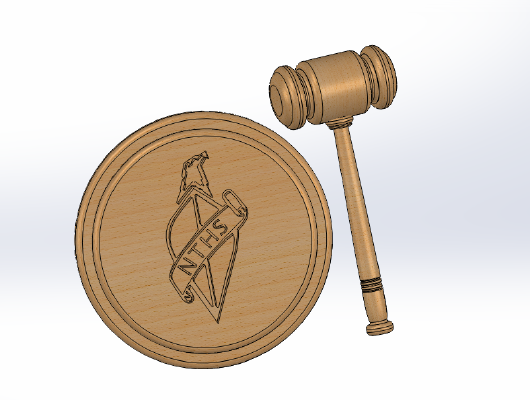 Gavel and Plate with NTHS emblem | 3d print model