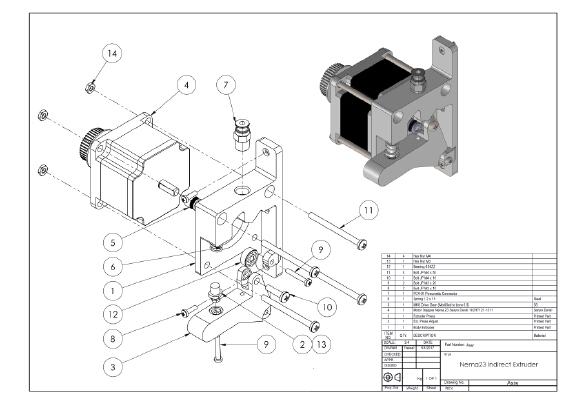 Extruder Nema23 MK8 | 3d print model