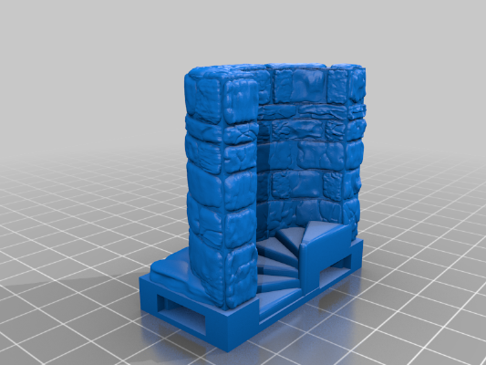 OpenForge 2.0 Spiral Stair with Wall (ORIG) OpenLock Base | 3d print model