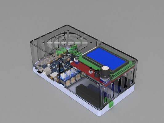 Extended Enclosure with GLCD and CAT5_Extruder_Board for Cohesion3D Remix | 3d print model