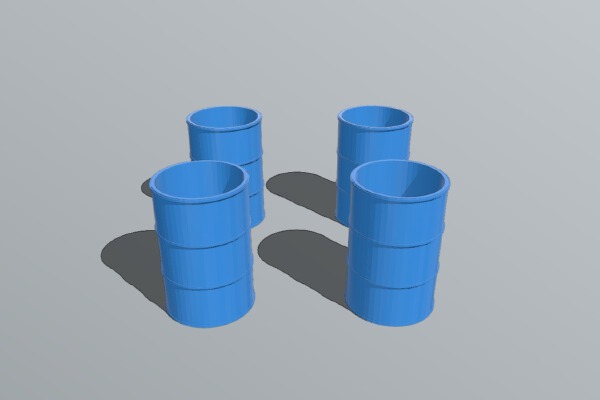 1:64 scale 55 gallon drums | 3d print model