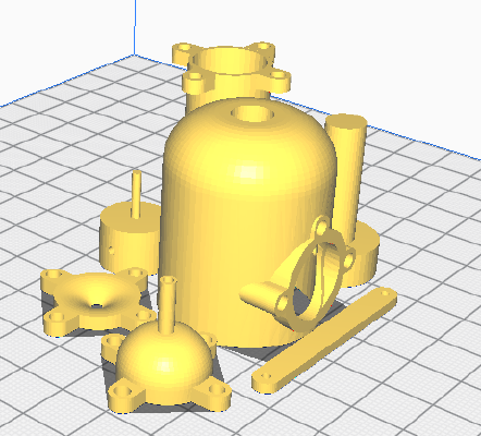 Compressed air engine, spring piston | 3d print model