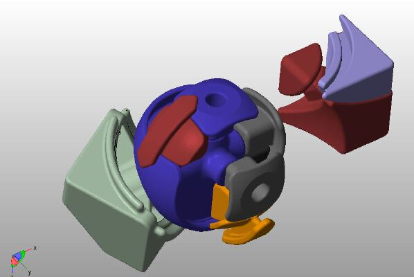 Asymmetrical Dino 2x2 Rubik's Cube scaled 128 | 3d print model