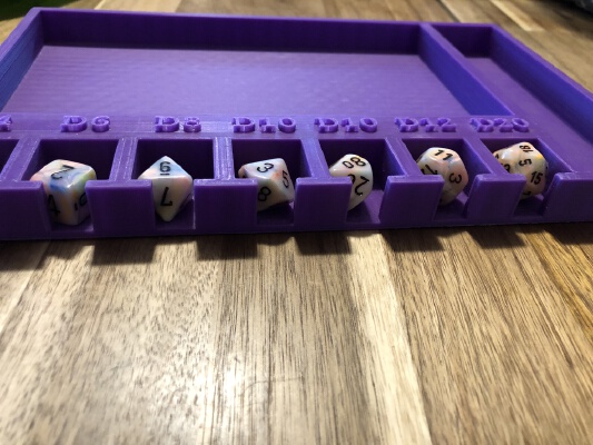 D&D Dice Tray w_ Labeled Dice slots | 3d print model