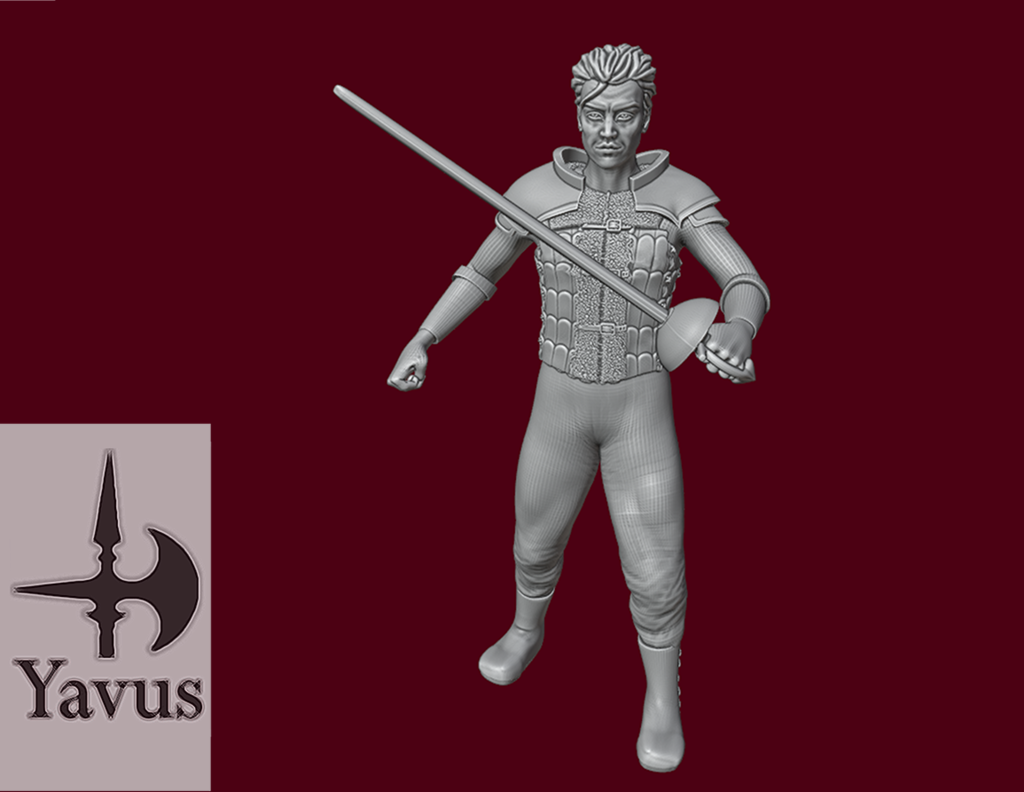 Human Male Leather Armor and Rapier - Fighter - Rogue - Bard - Ranger