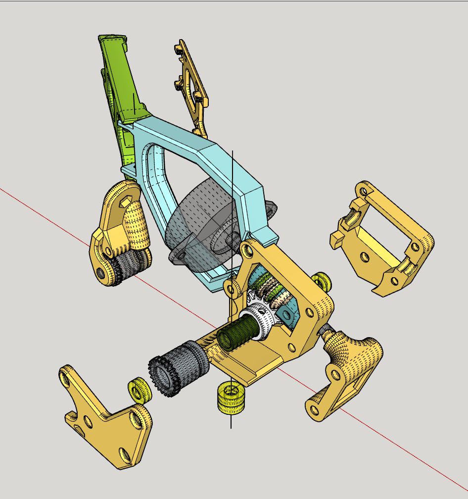 3D Drucker mit Kreuzkinematik mit 120g Direct Extruder, Nema 14 Stepper und kugelgelagertem Druckkopf auf Carbonwellen