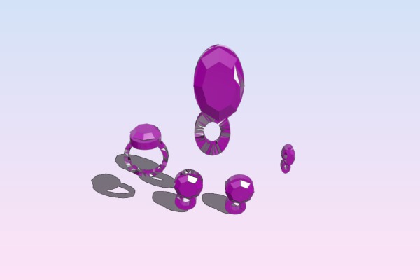 Lara Lavender Dream Jewelry set (all files obj, stl, x3d, wrl) | 3d print model