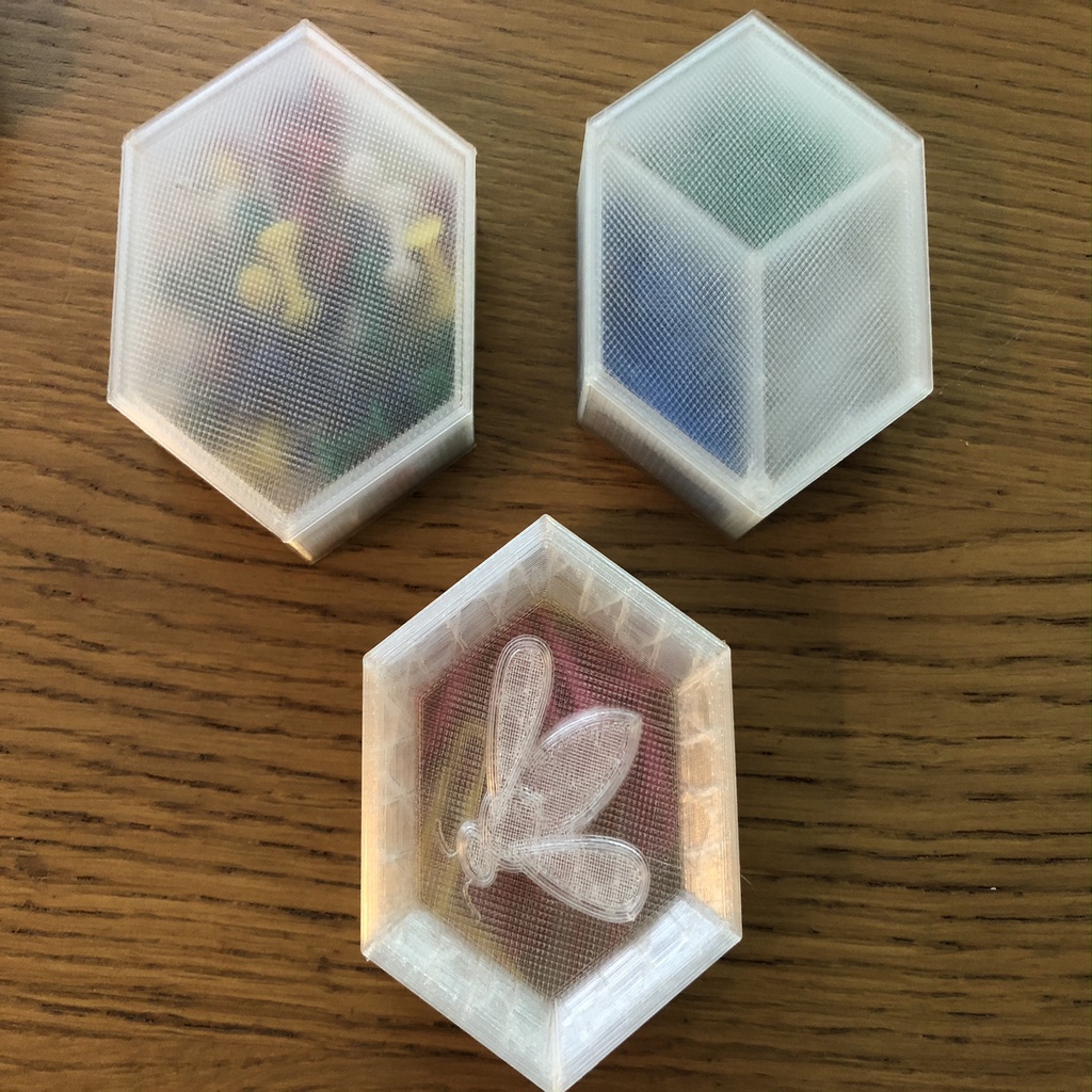 Small Hexagonal Box with variations on box and lid
