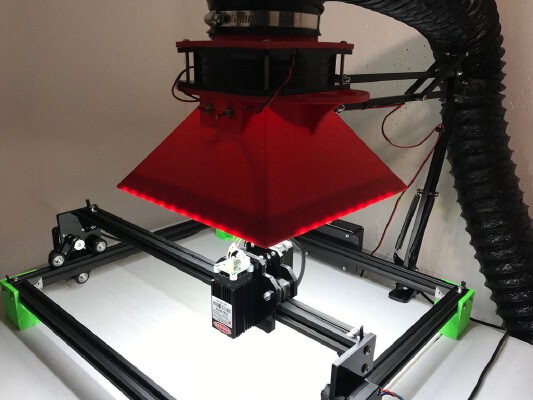 Illuminated Suspension-mounted Fume Extractor for Soldering, Laser Engraving, Painting | 3d print model