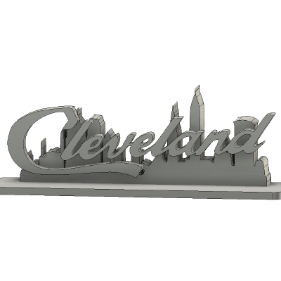Cleveland Logo with City Silouette | 3d print model