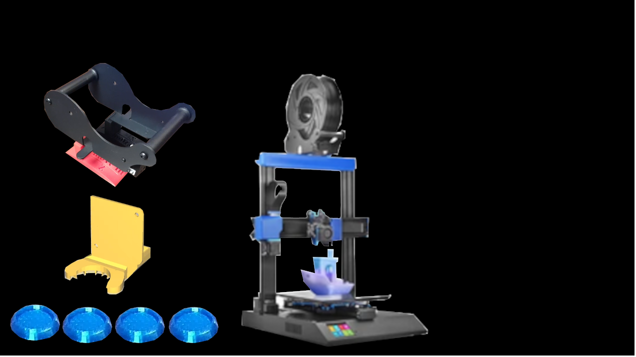 Genius Pro_X2 Filament Stand, Fan Duct, TPU Feet