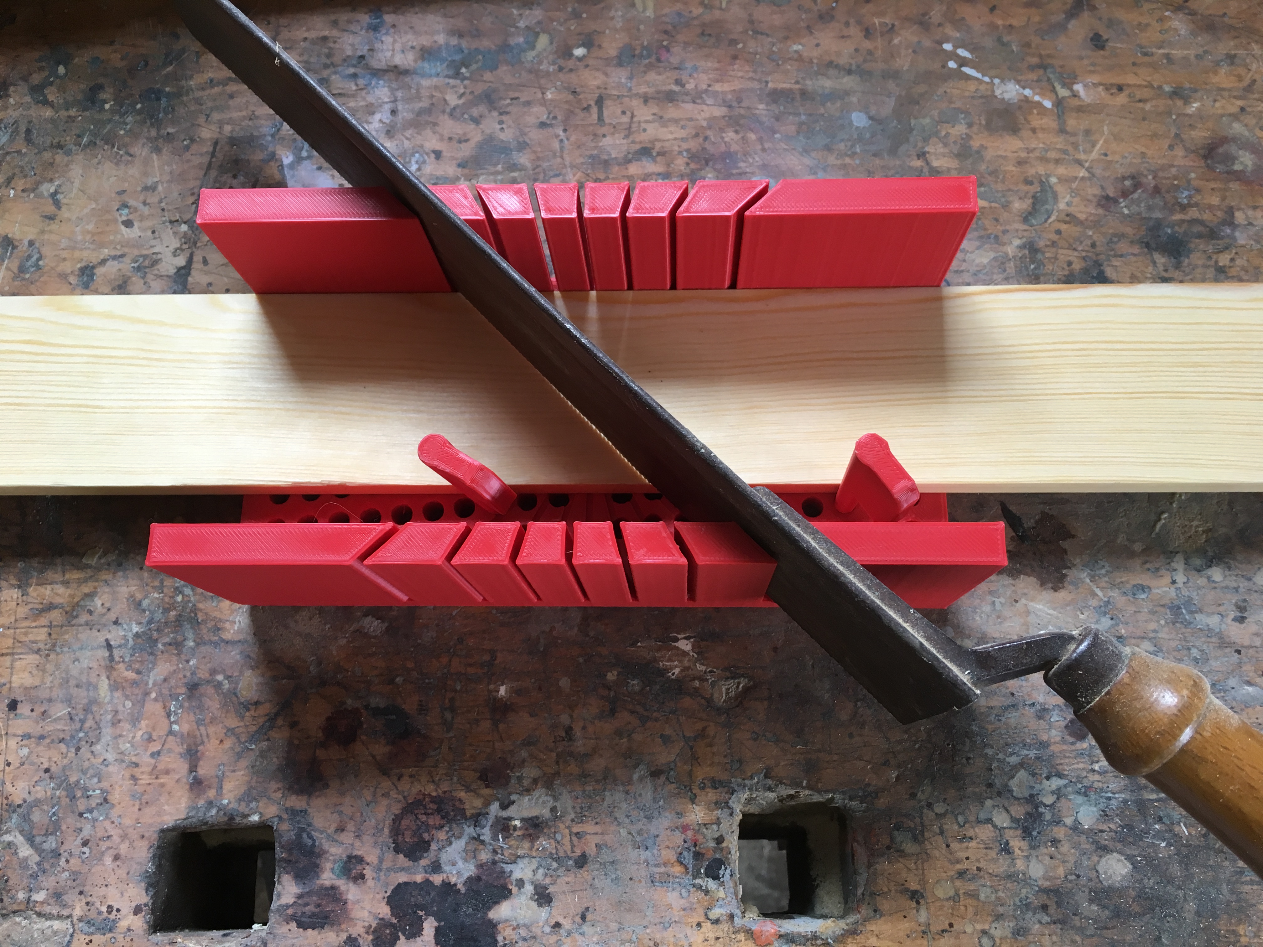 Miter Box with clamping Pegs 15, 30 and 45 degree