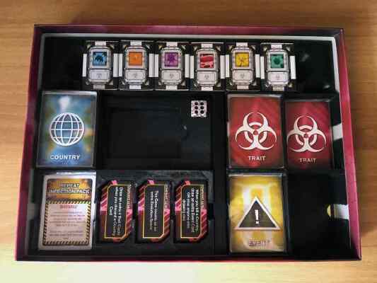 Plague Inc. board Game box Inset and Holders for Sleeved Cards | 3d print model