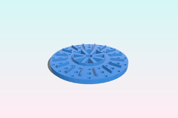 Mounting Hub _ Wheel for Pelton Bucket - Designed to be printed on 100x100 Bed | 3d print model